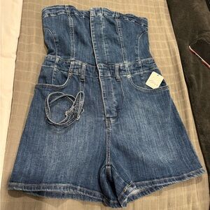 NWT Free People Denim Shorts Romper-size M